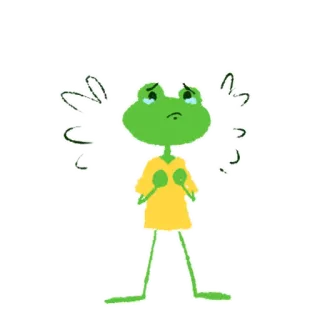 😢 rana, piangendo, triste, cartone animato, verde, personaggio whatsapp sticker
