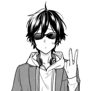🌟 Anime, Manga, Personnage, Lunettes de soleil, Cool, Casque audio telegram sticker