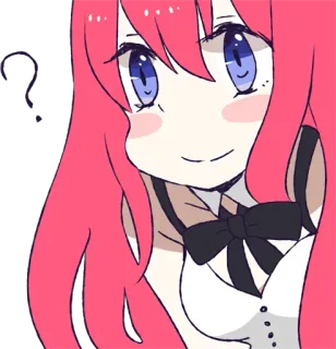 🤔 Anime, Desenho animado, Cabelo rosa, Bonito, Garota, Ponto de interrogação telegram sticker