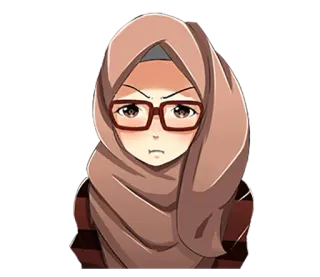 😠 musulman, hijab, lunettes, femme, dessin animé telegram sticker