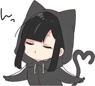 😙 しっ anime, mèo, áo hoodie, dễ thương, cô gái telegram sticker