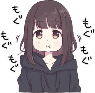 🤤 もぐもぐ mignon, animé, manger, grignoter, kawaii whatsapp sticker