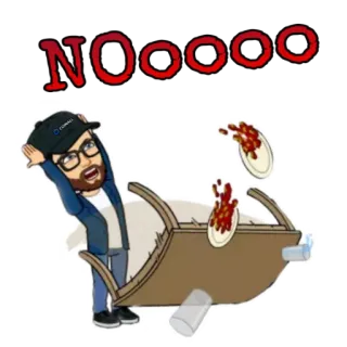 😠 NOoooo frijoles, mesa, derrame, dibujo animado, comida, accidente, fracaso whatsapp sticker