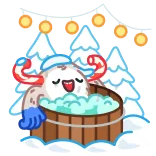 🛁 Йети, Снег, Зима, Монстр, Рождество, Ванна, Отдых, Уютный telegram sticker
