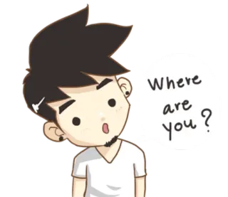 😮 Where are you ? kartun, pertanyaan, gelembung ucapan, mencari, dimana, karakter telegram sticker