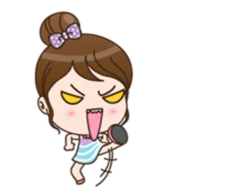 😠 Desenho animado, Bravo, Microfone, Menina, Anime telegram sticker
