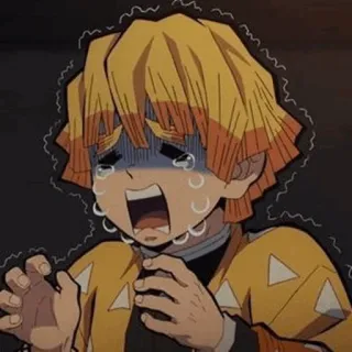 ⚡ Zenitsu Agatsuma Demon Slayer 애니메이션, 귀멸의 칼날, 젠이츠, 울음, 무서워, 두려움 telegram sticker
