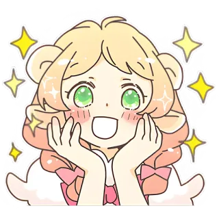 🤩 アニメガール, かわいい, キラキラ, アニメ, 漫画, 笑顔, 幸せ whatsapp sticker