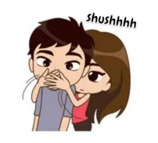 🤫 shushhhh cartoon, couple, shush, intimacy telegram sticker