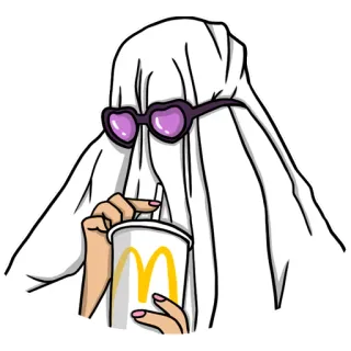 🥤 fantasma, mcdonald's, bevanda, costume, carino, adesivo telegram sticker