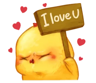 🐤 I love U fofo, amor, carinho, frango, coração whatsapp sticker