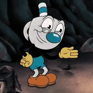 💀 Mugman Mugman, dessin animé, personnage, animation, Cuphead whatsapp sticker