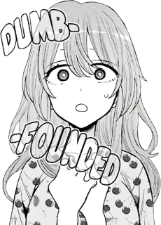 😦 DUMB-FOUNDED Аниме, Манга, Удивлена, Шокирована, Девушка, Выражение telegram sticker