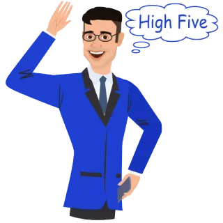 👋 High Five дай пять, мужчина, костюм, приветствие, счастливый whatsapp sticker