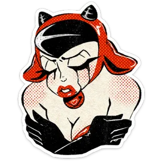 ⭐ wanita, sedih, air mata, merah, hitam, kartun, iblis, imut telegram sticker