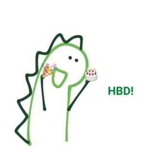 🐛 HBD! dinozaur, ciasto, urodziny, wszystkiego najlepszego, impreza, świętowanie telegram sticker