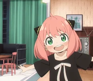 😀 Anya Forger Spy x Family Anime, Mädchen, rosa Haare, süß, lächelnd telegram sticker