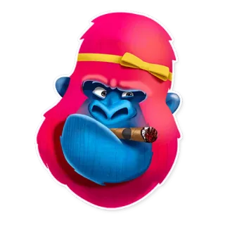 ☹ macaco, gorila, animal, desenho animado, adesivo, fumando, charuto, colorido telegram sticker