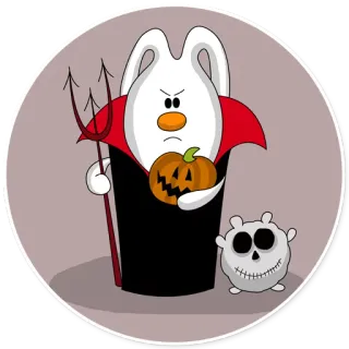 🎃 Хэллоуин, Дьявол, Мультфильм, Тыква, Череп, Монстр telegram sticker