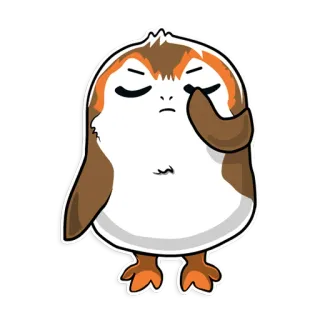 🤦‍♀️ Porg Star Wars 波格鸟, 鸟, 星球大战, 翻白眼, 失望, 可爱, 贴纸 whatsapp sticker