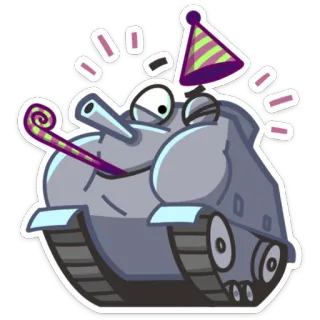 🎉 tank, kartun, pesta, perayaan, kendaraan whatsapp sticker