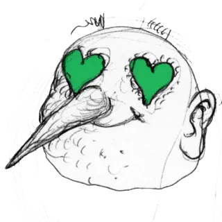 💚 pássaro, coração, amor, esboço, desenho, desenho animado, verde telegram sticker