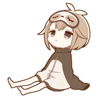 🐱 Anime, Chibi, Slaperig, Kawaii, Schattig, Pyjama whatsapp sticker