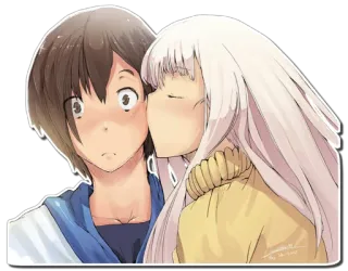 😘 Anime, Beijo, Romance, Casal, Adesivo telegram sticker