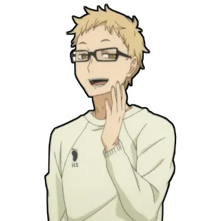 😌 Kei Tsukishima Haikyu!! ics Аниме, Haikyuu, Кей Цукишима, Цукки, Волейбол, Персонаж, Очки telegram sticker