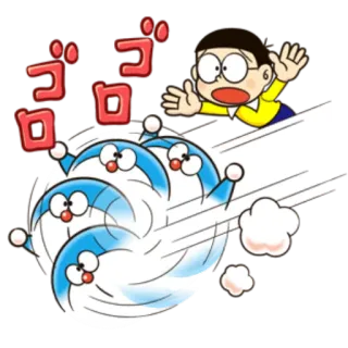 😶 Doraemon ゴゴゴ Дораэмон, Аниме, Мультфильм, Манга, Японский, Робот, Бег, Звуковой эффект telegram sticker