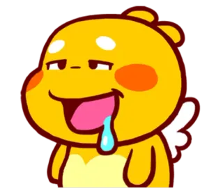 🌝 Мультик, Жёлтый, Крылатый персонаж, Язык, Милый, Смешной, Глупый whatsapp sticker