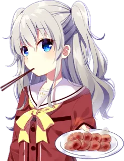 😗 Nao Tomori Charlotte Anime, Garota, Nao Tomori, Charlotte, Comendo telegram sticker
