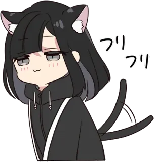 👣 フリフリ 애니메이션, 고양이, 네코, 귀여운, 스티커, 일본 telegram sticker