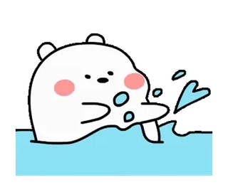 💦 卡通, 角色, 可爱, 动物, 水, 游泳, 熊 telegram sticker