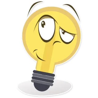 😑 ampoule, dessin animé, lampe, idée, innovation, jaune telegram sticker