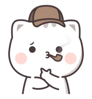 😼 gato, detective, dibujos animados, sombrero, pipa, dedo corazón telegram sticker