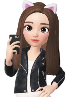 🤳 orelhas de gato, selfie, desenho animado, avatar, mulher, jaqueta telegram sticker
