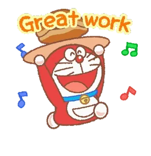 💨 Doraemon Great work Doraemon, Kreskówka, Świetna robota, Świętowanie, Szczęśliwy whatsapp sticker