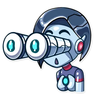 👀 robot, looking, binoculars, cute, friendly telegram sticker