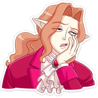 😞 elf, cartoon, exhausted, sleepy, tired, anime telegram sticker