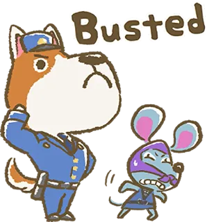👮‍♂️ Busted perro, ratón, policía, atrapado, arrestado, uniforme, aplicación de la ley whatsapp sticker
