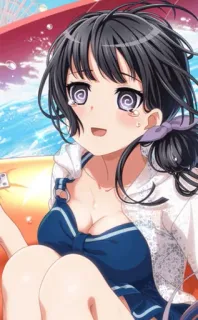 😨 anime, girl, swimsuit, summer, cartoon telegram sticker