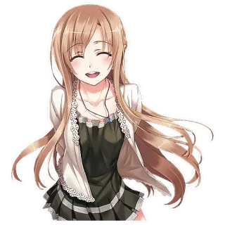 😄 Asuna Yuuki Sword Art Online anime, cartone animato, sorridente, personaggio, femminile, fantasia telegram sticker