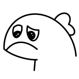 ☹️ poisson, dessin animé, triste, émotion, dessin, autocollant whatsapp sticker