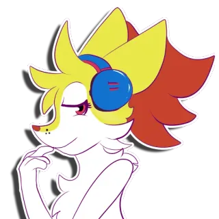 😏 raposa, desenho animado, fones de ouvido, animal, personagem telegram sticker