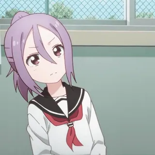 ❓ 动漫女孩, 校服, 紫色头发, 可爱, 卡通, 动漫, 漫画 telegram sticker