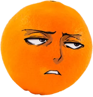 😒 orange, fruit, face, anime, cartoon, meme whatsapp sticker
