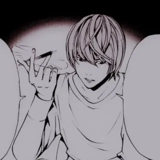 🕷 Light Yagami Death Note Anime, Manga, Dito medio, Atteggiamento, Fanart, Disegno, Giapponese telegram sticker