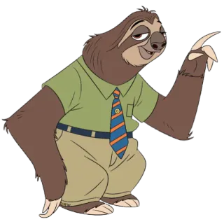 ☝️ Flash Slothmore Zootopia sloth, animal, cartoon, office, tie, character, zootopia telegram sticker