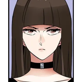 🖤 anime, girl, woman, cartoon, serious, angry, brunette whatsapp sticker